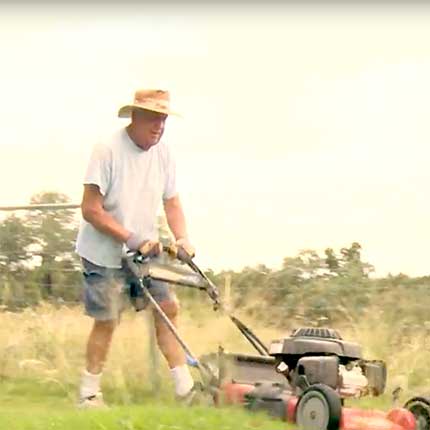 john mowing the lawn